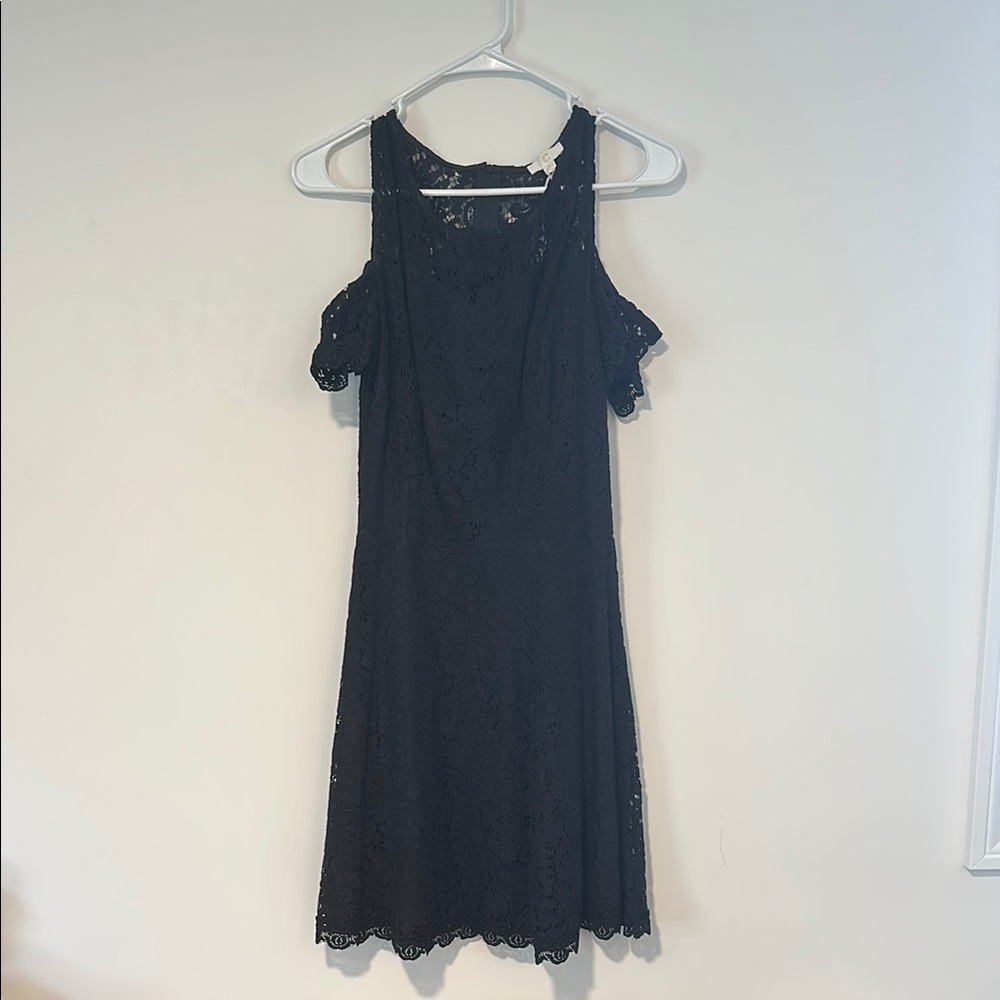 Charming Charlie Black Cold Shoulder Midi Dress